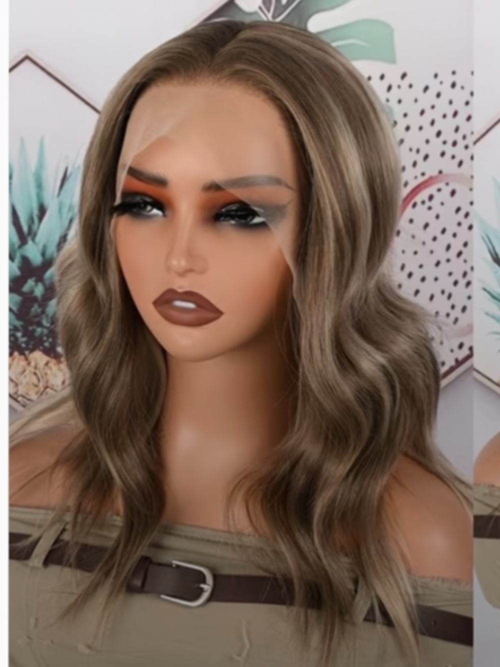 A 20-Inch, Density, Glueless Lace Front Wig Featuring Free Parting, Ash Blonde.